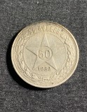 Moneda Argint Rusia 50 Copeici 1922, Diametru 26.67mm, Argint 0.900