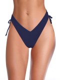 Chiloți de bikini brazilieni cu talie &icirc;naltă pentru femei, tricou de baie de vară &ndash; Albastru &icirc;nchis L