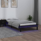 Cadru de pat cu LED, negru, 100x200 cm, lemn masiv, vidaXL