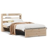 Cumpara ieftin Cadru de pat cu tablie, 75x190 cm, lemn masiv de pin
