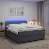 Cumpara ieftin Pat boxspring cu saltea Gri inchis 160 x 200 cm Catifea
