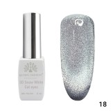 Oja semipermanenta, Snow White, 3D Cat Eye, Global Fashion 8ml, 18