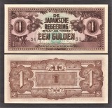 !!! RARR : INDIILE OLANDEZE , OCUPATIA JAPONEZA - 1 GULDEN (1942} - P 123 c - UNC / SERIA SI