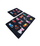 Set 2 Covorase baie Black Cats, 60 x 100 cm, 50 x 60 cm, Antiderapant, Negru