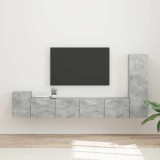 Cumpara ieftin Set comoda TV 3 buc. Gri din beton Lemn prelucrat