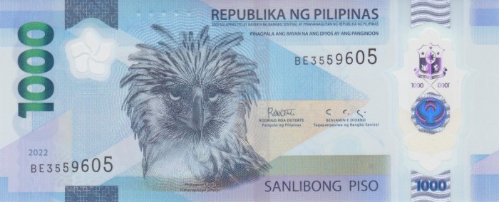 Bancnota Filipine 1.000 Piso 2022 - PNew UNC ( polimer )