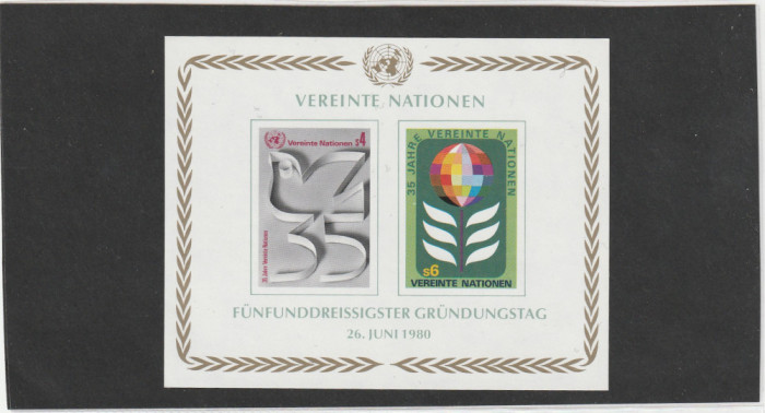 Vereinte Nationen 1980-Aniversare,35 ani Vereinte Nationen,MNH,Mi.WN Bl 1