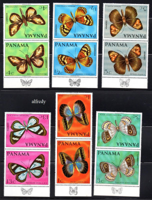 PANAMA 1968, Fauna, Fluturi, tete-beche, serie neuzata, MNH foto