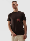 Tricou regular din bumbac organic cu imprimeu pentru bărbați - maro