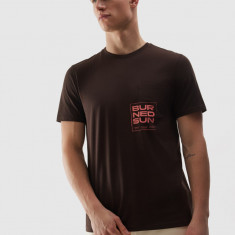 Tricou regular din bumbac organic cu imprimeu pentru bărbați - maro