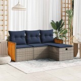 Gossi set canapea de gradina cu perne, 4 piese, gri, poliratan