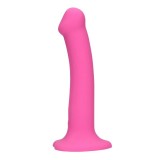 Vibrator LOVELINE Non-Phallic Vibrating Dildo Medium, cu ventuză, compatibil cu ham strap-on, 10 funcții de vibrație, 18.1 cm, roz