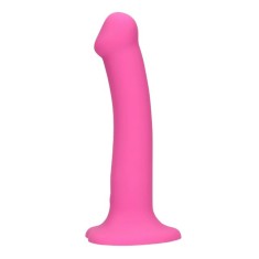 Vibrator LOVELINE Non-Phallic Vibrating Dildo Medium, cu ventuză, compatibil cu ham strap-on, 10 funcții de vibrație, 18.1 cm, roz