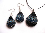 Set bijuterii lemn cu mandala 42844, Set bijuterii handmade