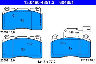 ATE 13.0460-4851.2 set placute frana,frana disc foto