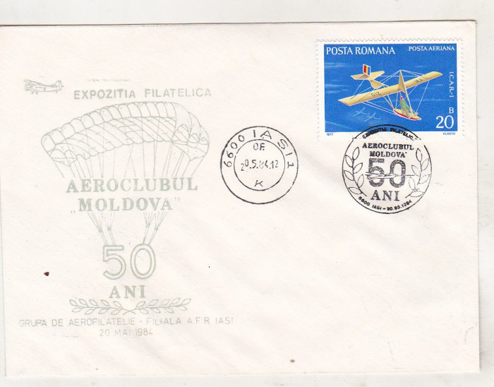 bnk fil Plic Expofil Aeroclubul Moldova Iasi 1984