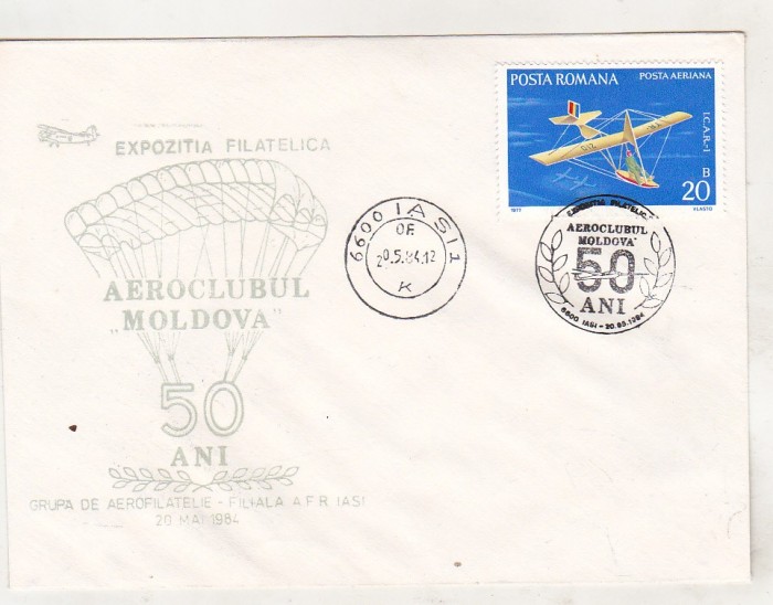 bnk fil Plic Expofil Aeroclubul Moldova Iasi 1984