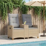 vidaXL Bancă reclinabilă cu masă Beige și gri deschis poliratan 42026815