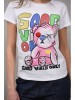 Tricou Dama Good Vibes Only cu Strasuri, Alb, Marime M/L (38/40), Bumbac Elastic