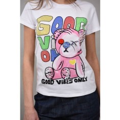 TRICOU GOOD VIBE ONLY STRASURI INFINITE Alb M-L