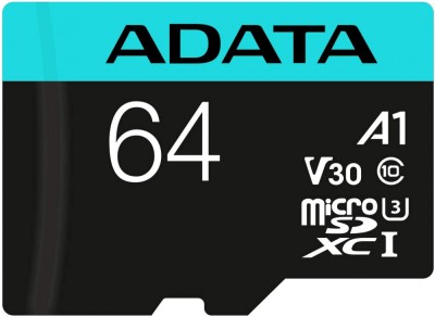 CARD MicroSD ADATA, 64 GB, microSDHC, clasa 10, standard UHS-I U3, &amp;quot;AUSDX64GUI3V30SA2&amp;quot; (timbru verde 0.03 lei) foto