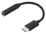 Adaptor USB-C la Jack 3,5mm, 0,12m, Negru