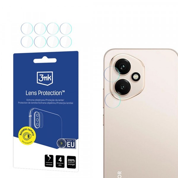 Folie de protectie Camera Spate 3MK Protection pentru Honor 400, Sticla Securizata, Set 4 bucati, Transparenta