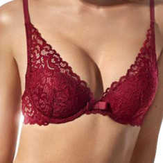 Sutien cu dantela si push-up Kaira Burgundy 70 D