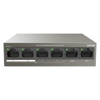 Switch 4 porturi PoE, 2 porturi uplink RJ45 10/100Mbps - TENDA TND-TEF1106P-4-63W foto