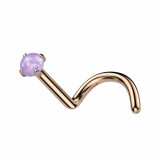 Piercing curbat pentru nas din titan - opal sintetic colorat, 0,8 mm - Culoare Piercing: Negru &ndash; Albastru - KB