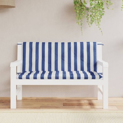 Gossi perne banca gradina, 2 buc., albastru&amp;amp;alb, 120x50x7 cm, textil foto