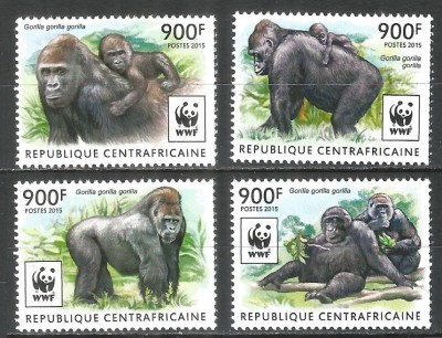 Fauna, maimute, gorile, R. Centrafricana, 2015, WWF, MNH foto