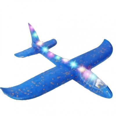 Avion planor cu pilot, flippy, din polistiren, cu lumini pe toata lungimea, 47 cm, albastru foto