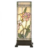Cumpara ieftin Veioza cu baza din polirasina maro si abajur din sticla Tiffany I 18 cm x 18 cm x 45 h