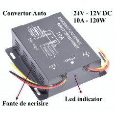 Convertor Auto de Tensiune 24V/12V DC 10A foto