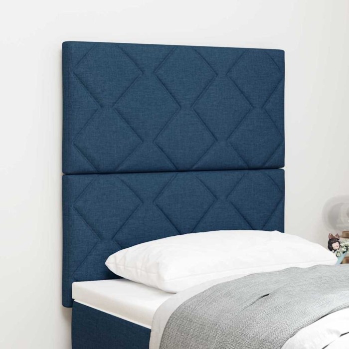 Tăblie cap cu lumini cu bandă LED albastru 80 cm țesătură