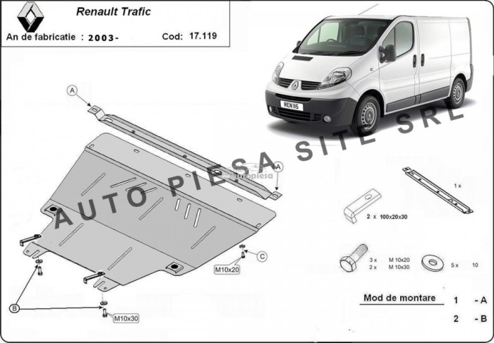 Scut metalic motor Renault Trafic fabricat incepand cu 2003 APS-17,119