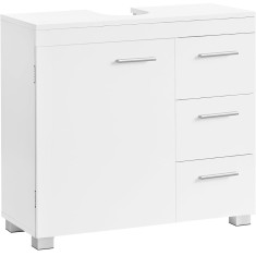 VASAGLE Dulap lavoar baie cu 3 sertare si 2 compartimente, MDF, 30x70x64 cm, alb Household NewTrend