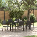 Cumpara ieftin Set de dining pentru grădină , 7 piese, negru, din ratan polițat.