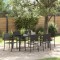 vidaXL Set de masă pentru grădină 7 pcs Negru 190 x 90 x 75 cm 3365396