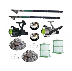 Set pescuit cu 2 lansete de 3m, 2 mulinete, 2 fire Cool Angel juvelnic, palarii, monturi si fir