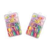 Cumpara ieftin Set 2 cutii accesorii par copii cu 52 elastice textile de 2 cm, 160 elastice cauciuc multicolore si 10 cleme steluta in 2 cutii organizator transparen