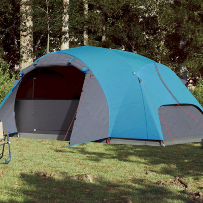 Cort de camping 8 persoane albastru, 360x430x195 cm, tafta 190T foto