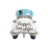 Balon din folie metalizata, flippy, figurina masina, model nunta happily ever after, tema nunta, 60 x 63 cm, ambalaj individual, pai inclus, umflare c