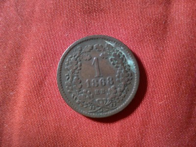 Moneda 1 kreitar 1868 KB cupru cal. Buna - F.Buna foto