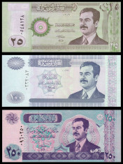 IRAK ? SET ? 25+100+250 Dinars ? 2001-2002 ? P-86-88 ? UNC ? necirculata foto