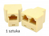 Splitter cabluri retea RJ45, 2 porturi, pini placati cu aur, 3,3 x 2,4 x 3cm, bej, Pro Cart