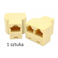 Splitter cabluri retea RJ45, 2 porturi, pini placati cu aur, 3,3 x 2,4 x 3cm, bej