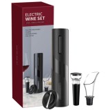 Deschizator electric de vin 4 in 1, reincarcabil USB, Negru