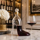 Decantor sticla, forma pantof stiletto, 350 ml, elegant pentru vin si whisky, accesorii pentru servire bauturi premium